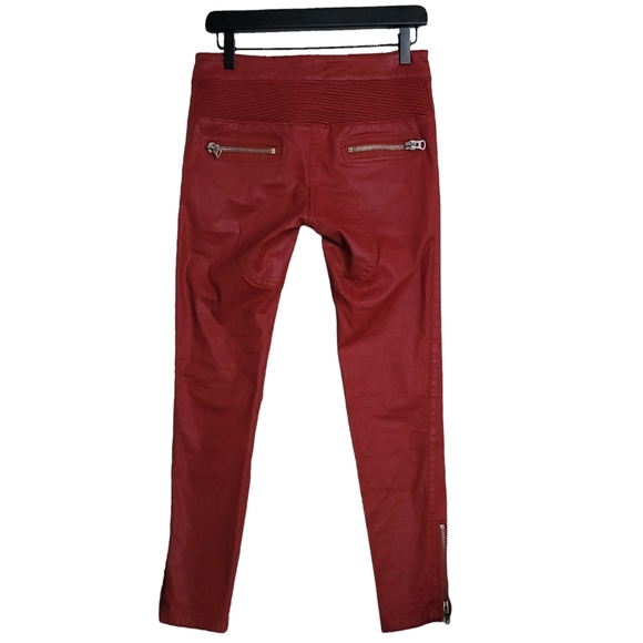 Isabel Marant EToile Pelona Biker Pants Moto Skinny Jeans Red waxed H&M - Picture 4 of 12